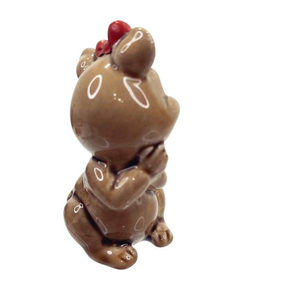 Vintage Anthropomorphic Baby Bear Figurine Ceramic Miniature Girl Japan Kitsch - Picture 6 of 9